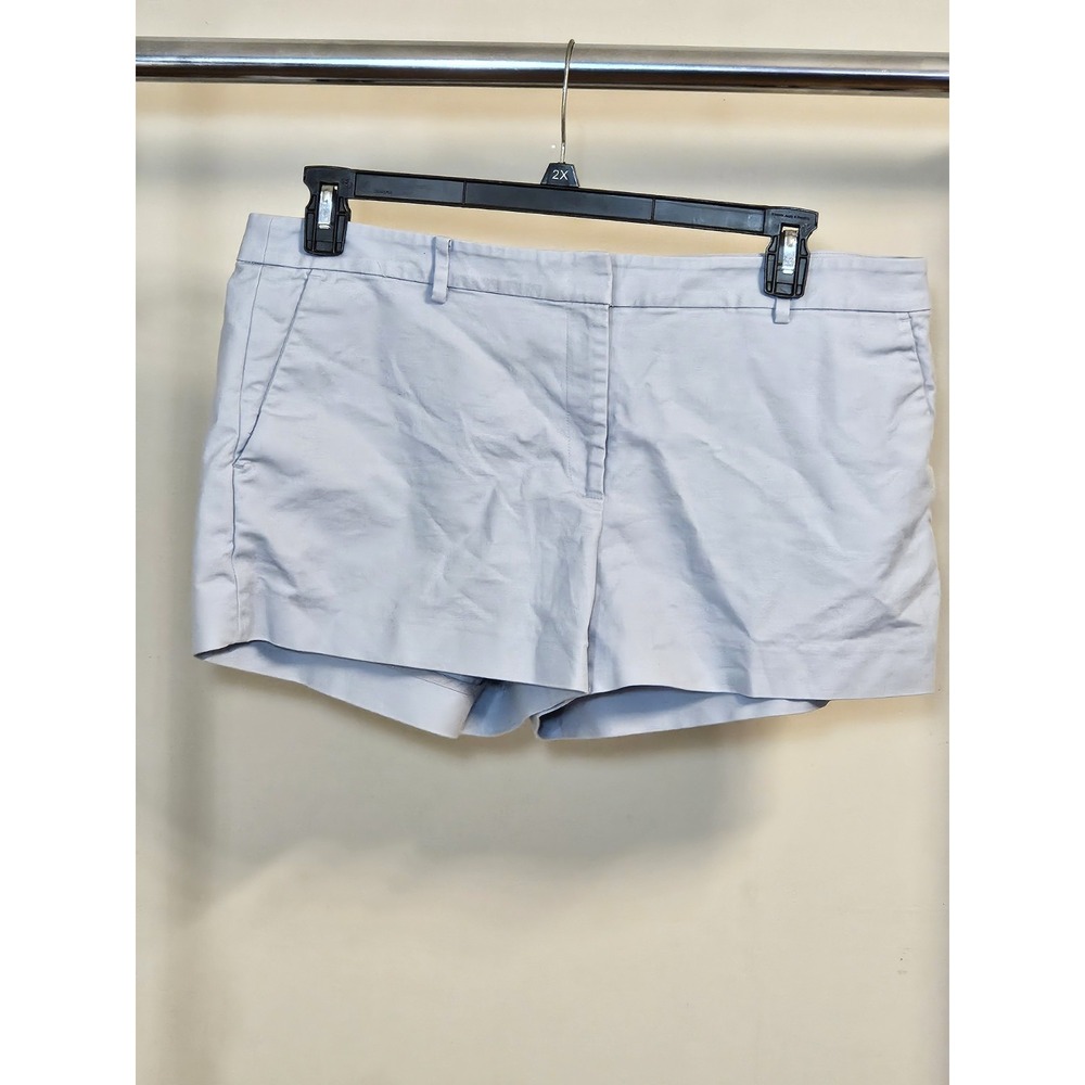 Michael Kors Womens Light Blue Tailored Chino Shorts Size 14 Gold Logo Plaque